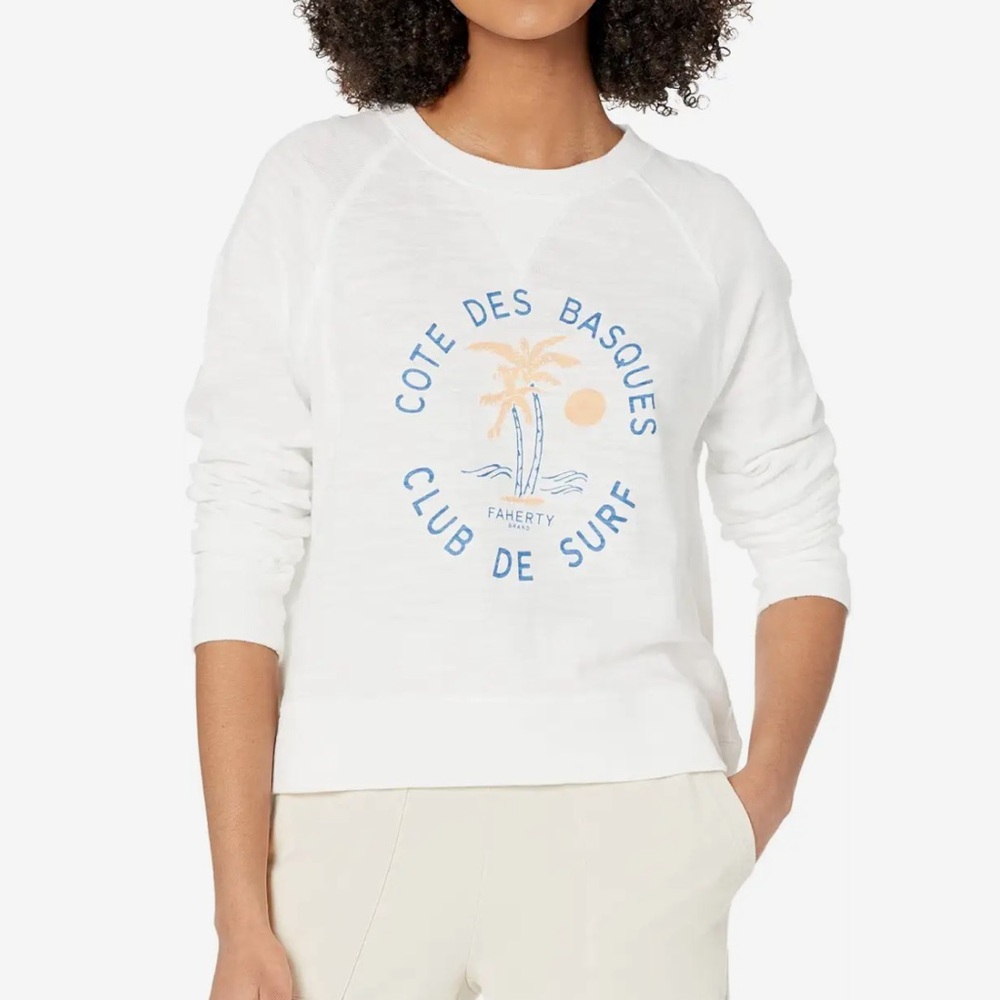 Faherty Heritage Slub Beach Graphic Sweatshirt Pullover Women’s XS